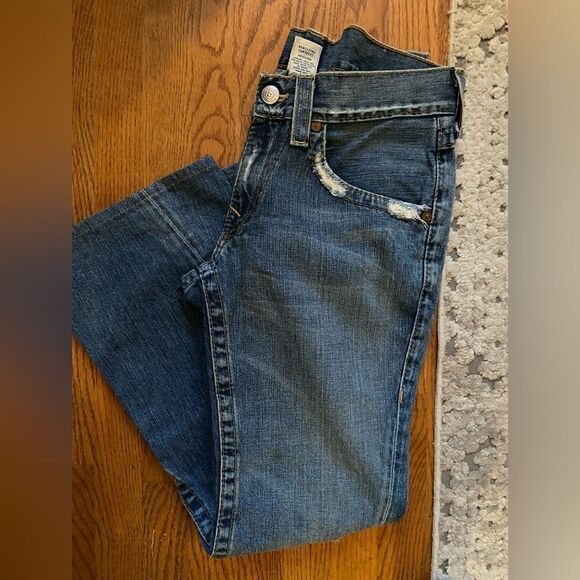 TRUE RELIGION Jeans Denim Flared Women’s 32x30 Vintage Distressed Streetwear - Picture 1 of 12